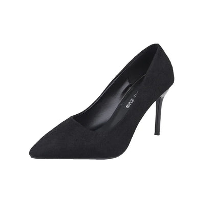 Spring and Autumn New Black High Heels Female Shallow Mouth Pointed Thin with Sexy Temperament Single Shoes Zapatos De Mujer