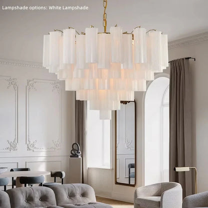 Round Murano Glass Ceiling Chandelier For Dining Living Room Bedroom Foyer Amber Glass Crystal Tube Hanging Chandelier Lights