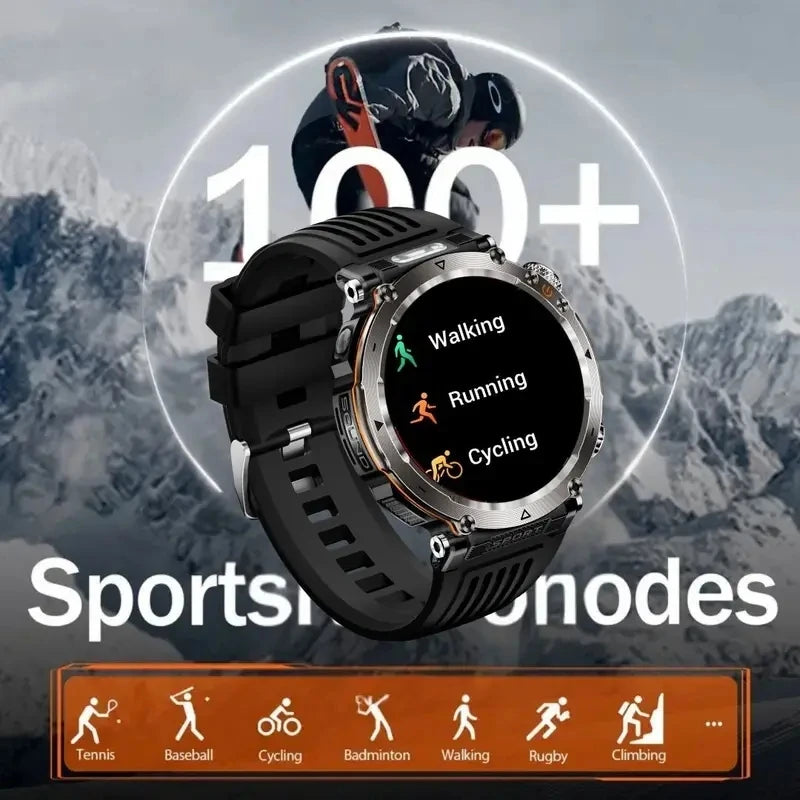 DAORKOW 2026 New Model 10ATM Waterproof 600mAh Smartwatch Compass LED Flashlight Bluetooth Call Outdoor Sports Smartwatch