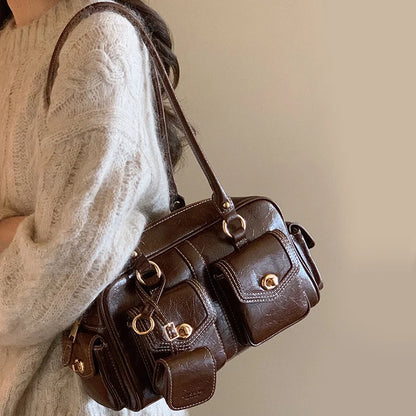 Luxury Boston Bags New Handbags For Women Trendy Commuting Versatile Handbag With Pendents Shoulder Crossbody Pillow Bags