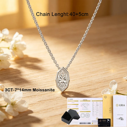 3CT Marquise Cut Moissanite Diamond Pendants Necklace for Women Lab Diamond 925 Sterling Silver Plated 18k Gold Jewelry Gifts