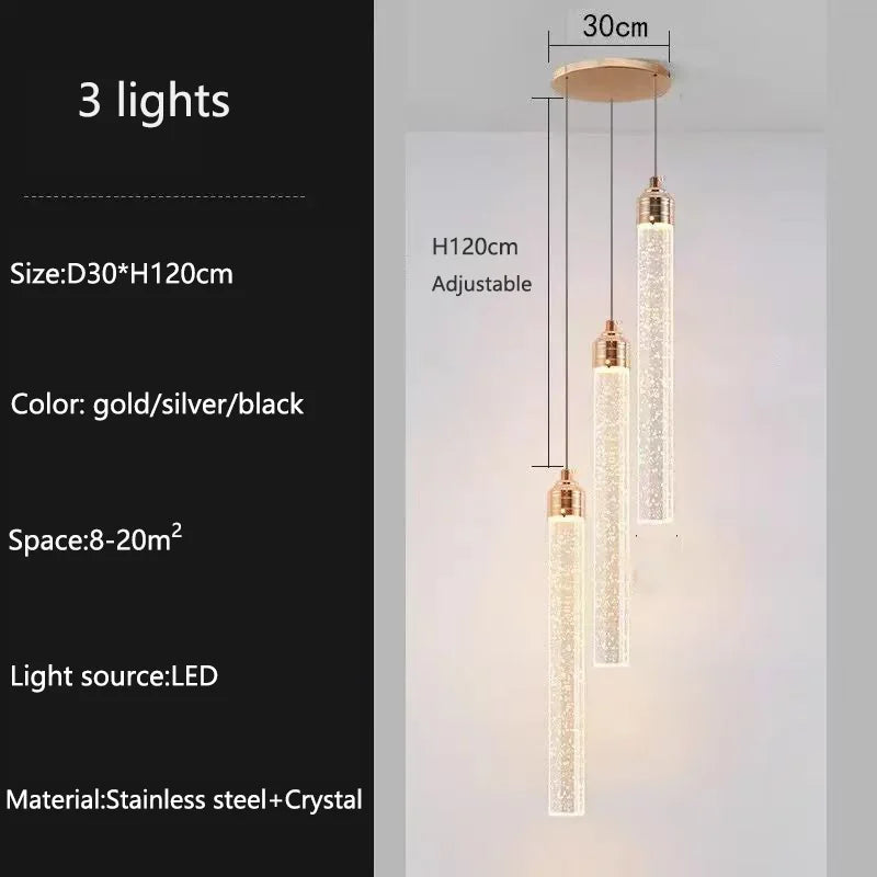 Modern Ceiling Chandelier Luxury Staircase Crystal Chandeliers Duplex Attic Villa Living Room Pendant Lights Home Decor Lighting