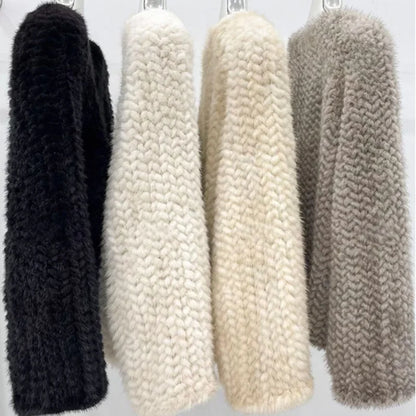 Autumn Winter Real Short Mink Fur Coat Thick Warm Soft Hand-Woven Mink Fur Coat Women Elegant Luxury Chic Fluffy Fur Jacket 2026
