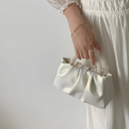 Fashion Pearl Handle Women Dinner Clutch Purse Handbags Luxury Design Ladies Square Shoulder Bags Female Small Messenger Bag