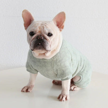 Multi Colors Winter Thick Furry Dog Clothing 4 Legged Fat Dog French Bull Sweatshirts Full Cover Pet Puppy Jumpsuit