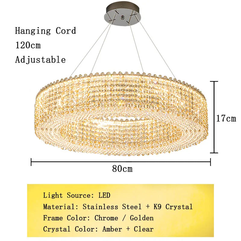 Champagne Crystal Waterfall Bead Modern Ceiling Lights LED Lamps Lighting Fixture for Living Room Lustres Home Decor Lampara