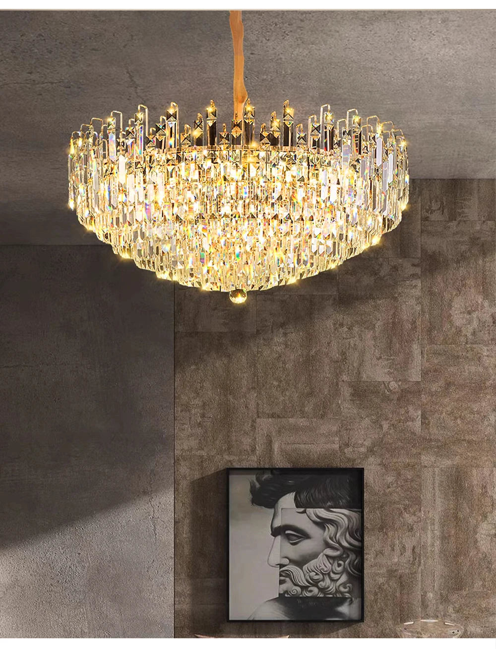 Modern Crystal Pendant Luxury Ceiling Chandelier LED Hanging Lamp for Living Dining Room Bedroom Home Decor Gold Luster Lighting