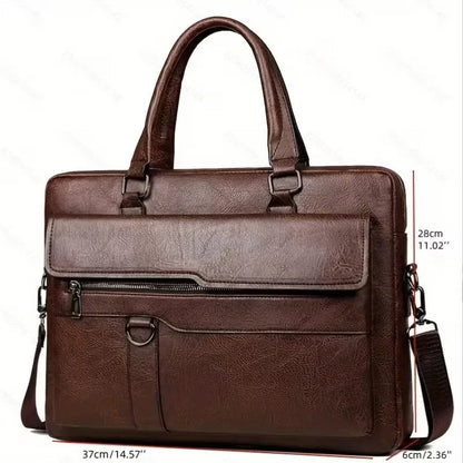 PU Business Briefcase - A Lightweight Cross-body Bag with Ample Capacity, Perfect for Daily Commuting.
