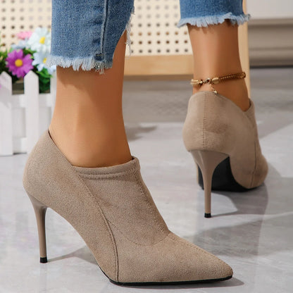 Spring and Autumn Women Designer Comfortable High Heels Snow Boots Women Elegant Baotou Pointed Toe Ankle Boots Shoes for Women