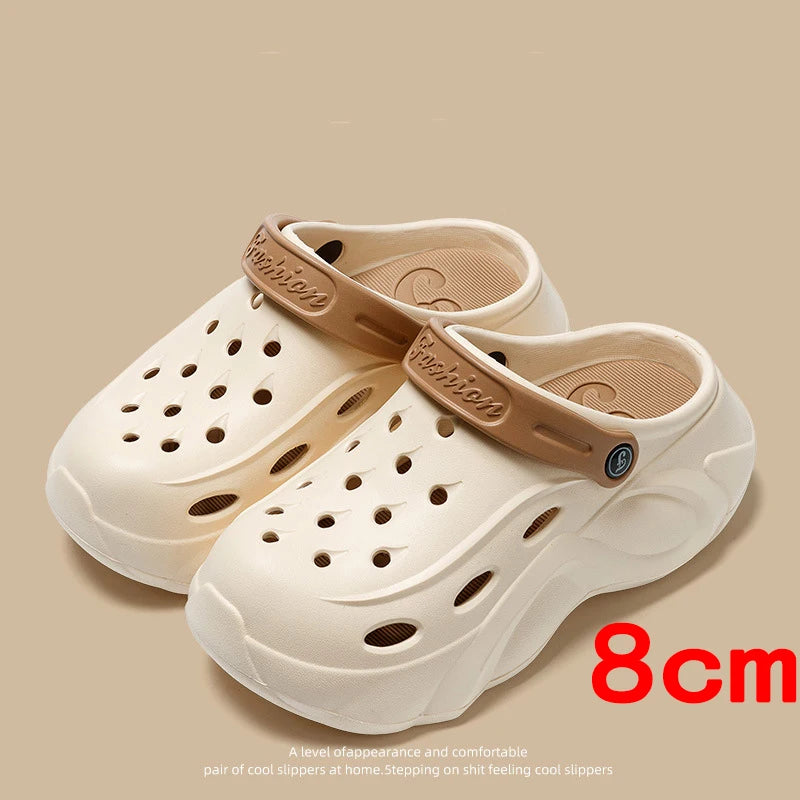 Luxury DIY Pearl Chain Non Slip Clogs Women Summer 2026 Comfort Platform Slip On Sandals EVA Thick Bottom Outdoor Slippers Shoes
