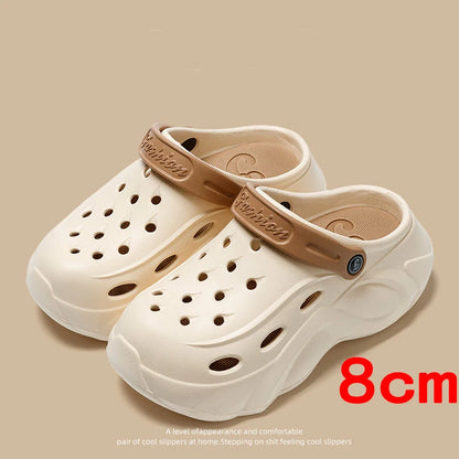 Luxury DIY Pearl Chain Non Slip Clogs Women Summer 2026 Comfort Platform Slip On Sandals EVA Thick Bottom Outdoor Slippers Shoes