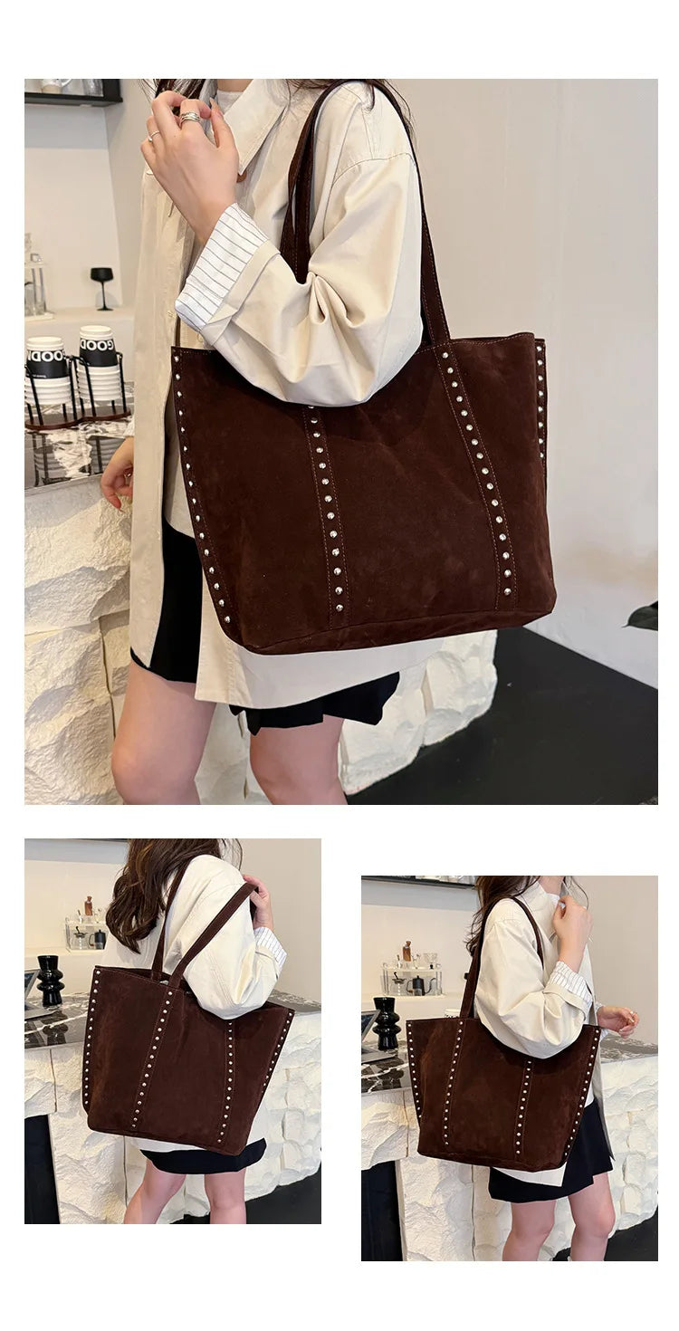 Fashion Microfiber Solid Sewing Shoulder Bags 2025 High Quality Retro Sweet Handbags Brand Sequined Large Capacity Bag for Women