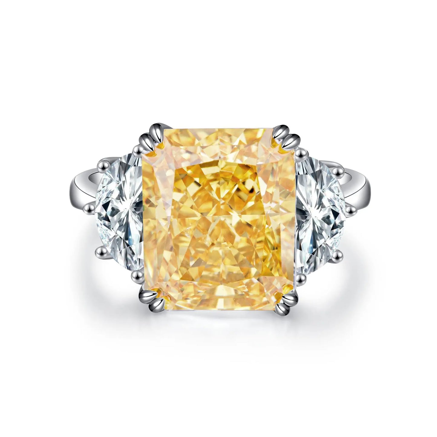 Luxury Solid Platinum PT950 Women's Green Raydean Che 9 karat Moissanite Diamond Ring Banquet