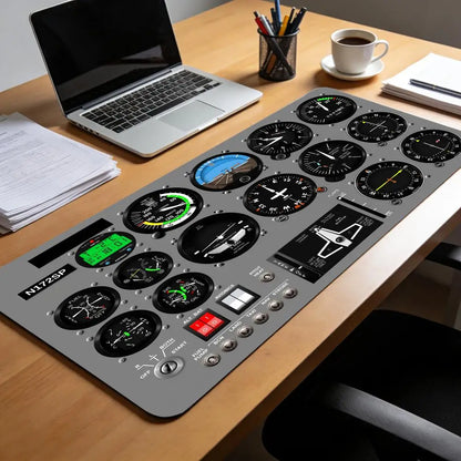 Aviation Flight Simulator Cabin Instruments Mouse Pad with Edge Locking Process, 1000×500, Washable Anti-Slip XXL Mouse Pad