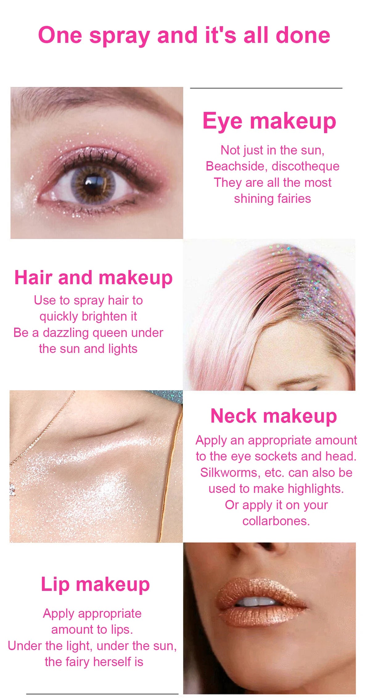 Diamond Highlighter Powder Spray Waterproof High Gloss Glitter Body Bronzer Highlight Powder Face Contour Illuminator Makeup
