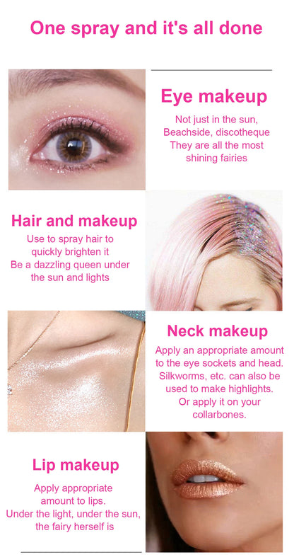 Diamond Highlighter Powder Spray Waterproof High Gloss Glitter Body Bronzer Highlight Powder Face Contour Illuminator Makeup