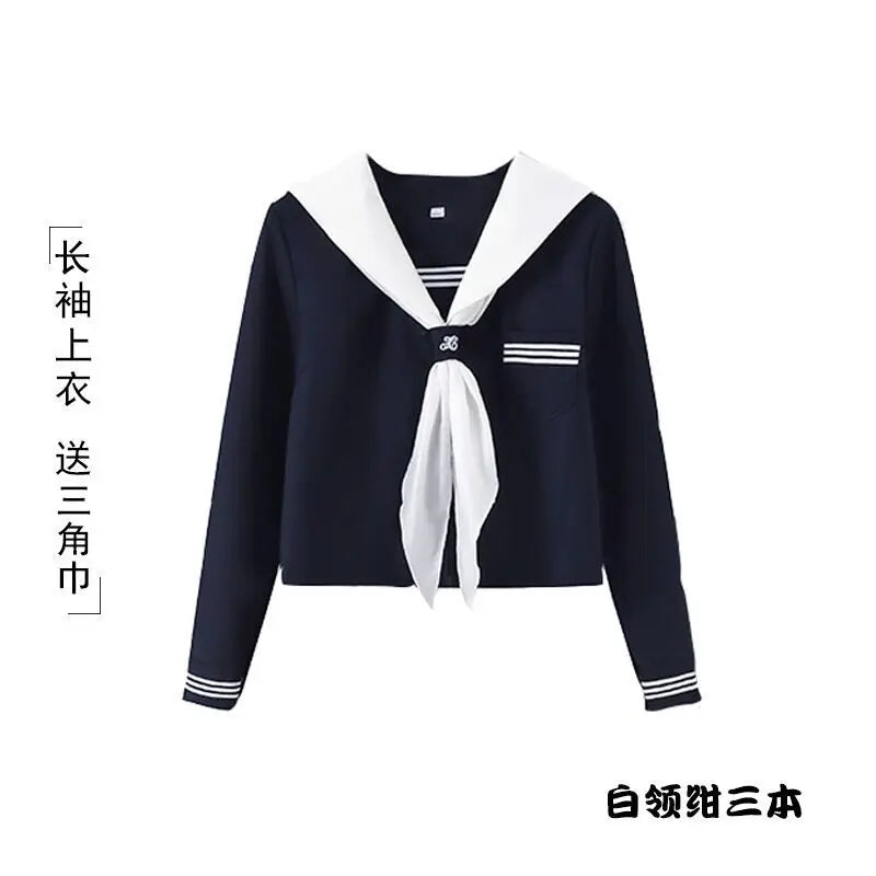 Student JK Uniform Women's High School Korean Chinese School Uniforms Navy Sailor Outfit Short Sleeve Suit Japan Seifuku Girl