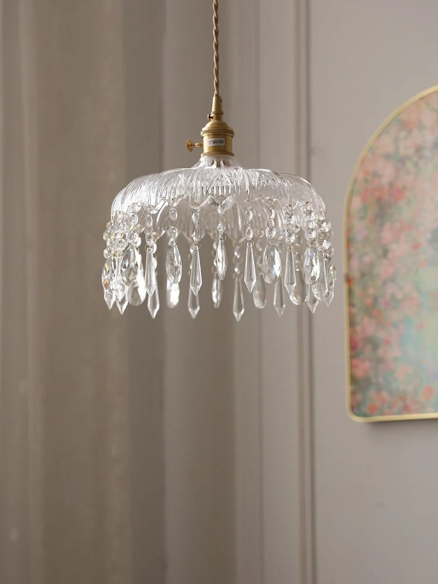 IWHD Knob Switch LED Pendant Lamp Bedroom Restaurant Cafe Luxury Crystal Glass Nordic Modern Interior Home Decor Hanging Lights
