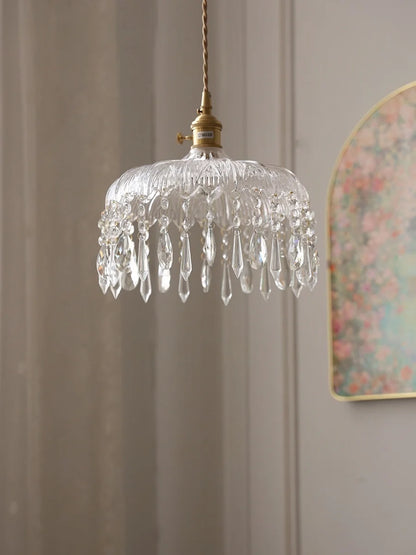 IWHD Knob Switch LED Pendant Lamp Bedroom Restaurant Cafe Luxury Crystal Glass Nordic Modern Interior Home Decor Hanging Lights