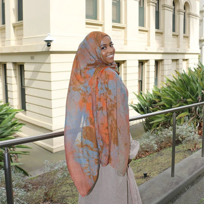 1Pcs Ramadan Hijab Leopard Print Women Bohemian Watercolor Soft Muslim Hijabs Floral Breathable Shawl Wrap Scarf Headscarf Warm