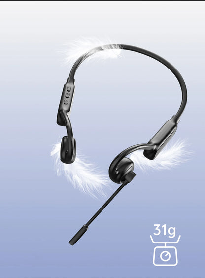 Open-Ear Headsets with Noise Canceling Boom Microphone Lightweight Bluetooth Wireless Headphones for Trucker Office Call Center