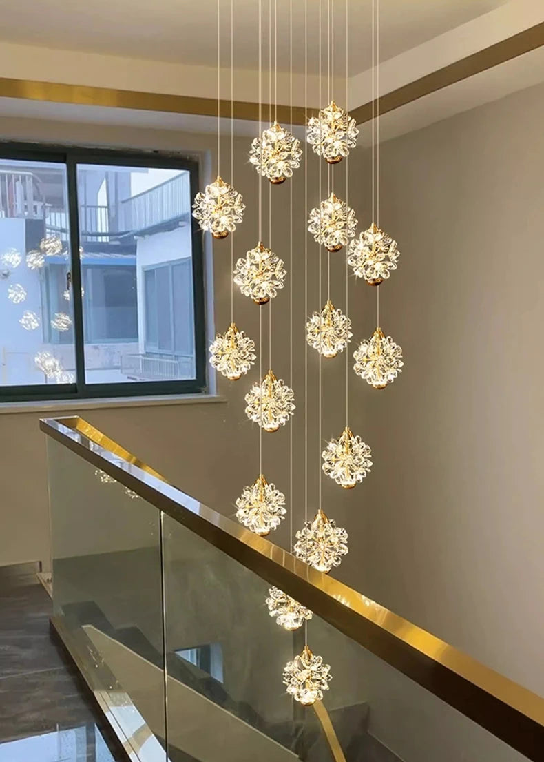 Modern Crystal stair chandelier lights indoor lighting Ceiling lamp hanging light led Chandeliers for living room indoor lightin