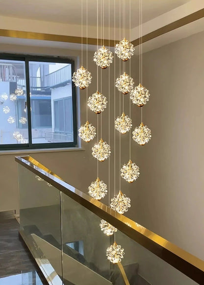 Modern Crystal stair chandelier lights indoor lighting Ceiling lamp hanging light led Chandeliers for living room indoor lightin