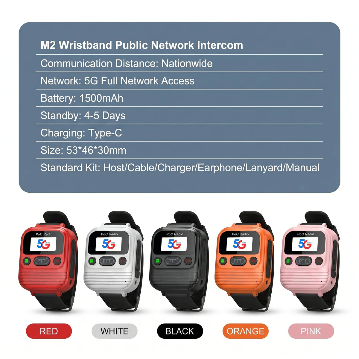 POC G02 Radio 5G Type-C Walkie Talkie Mini Portable  Radio Global 3G 4G Watch – PTT