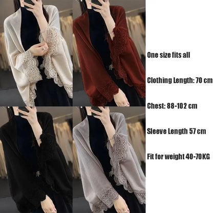 Fashion Women Wool Knitted Shawl Skin Friendly Breathable Lace Edge Scarf Spring Autumn Luxury Brand Design Cloak Shawl