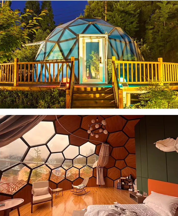 Outdoor Semi-Dome Igloo Camping Tent - Geodesic Dome Glass Sphere Tent Bubble House