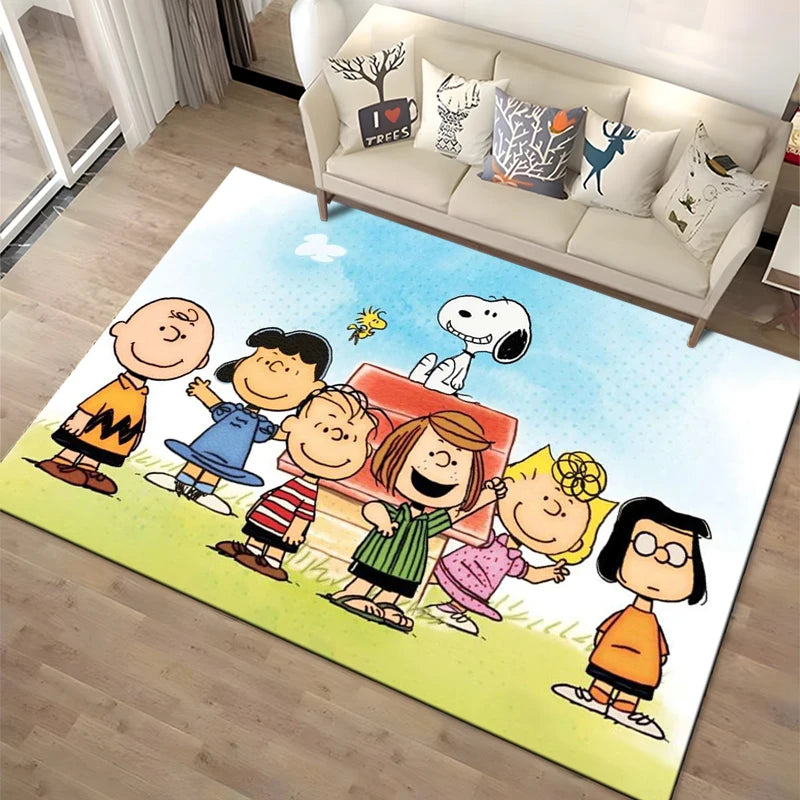 Cartoon Snoopy HD Printed Rugs Carpet For Living Room Home Decoration Children's Crawling Living Room Area Rug Game Floor Mat