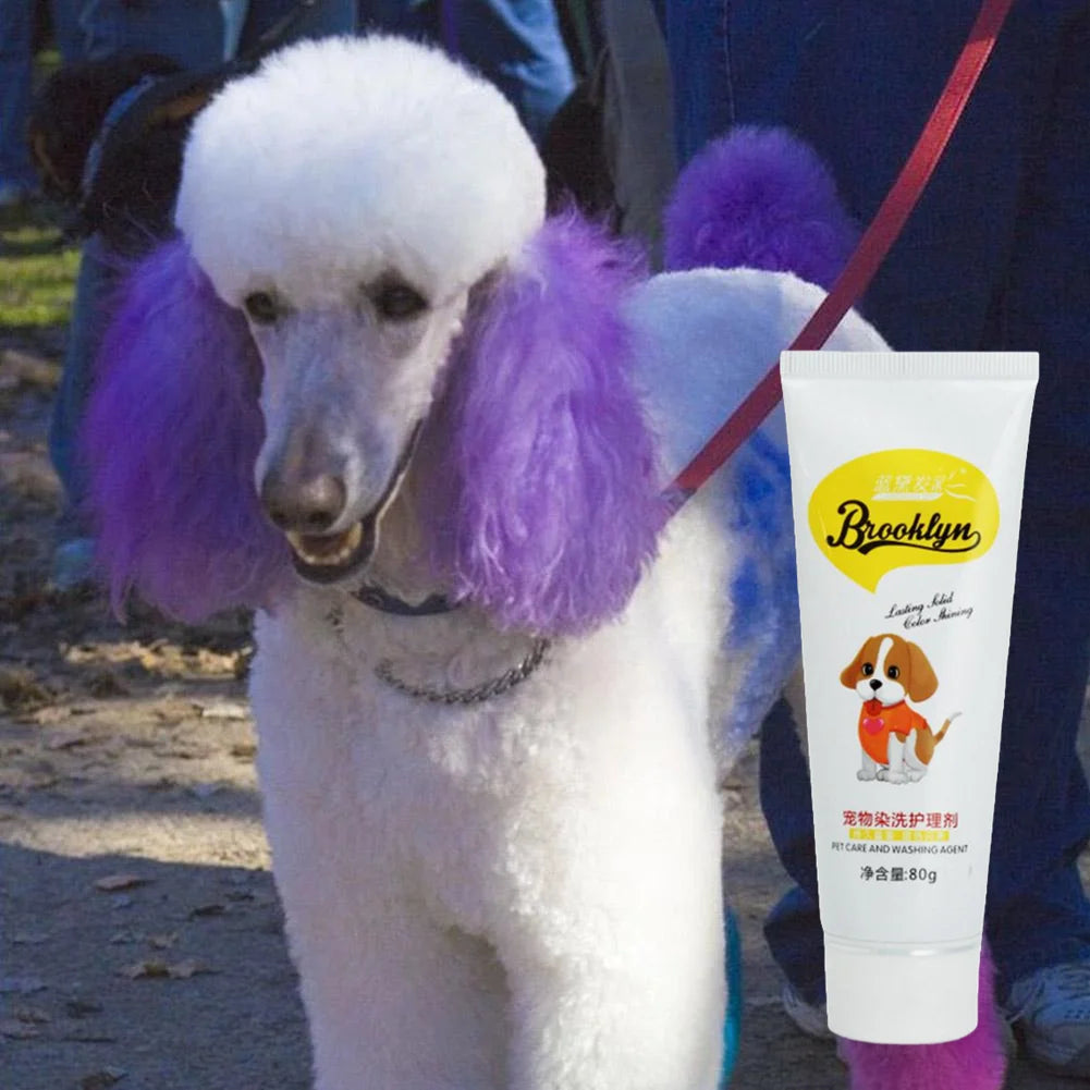 80g Pet Dog Animals Hair Bright Coloring Dyestuffs Hair Bright Safe Dyeing Pigment for Dogs Cats Safe Pet Accessories