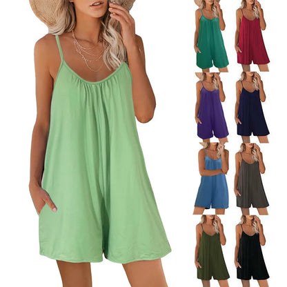 Playsuits Women Jumpsuits 2026 New Summer Linen Single Shorts Tights, Jumpsuits Beach Vacation Rompers Women's Clothing