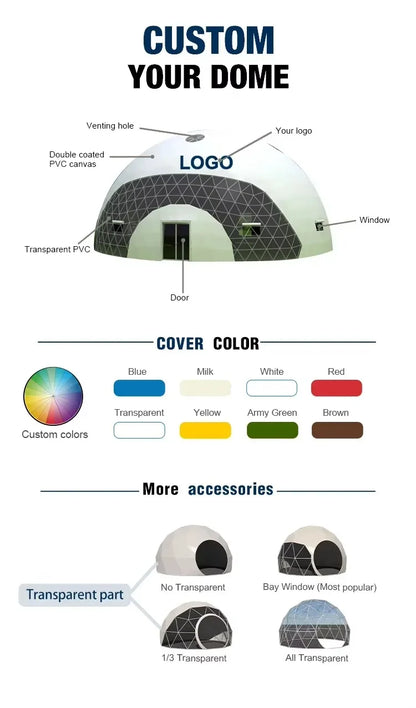 PVC Dome Tent, Waterproof Windproof Luxury Glamping Tent For Resort Hotel Outdoor Party