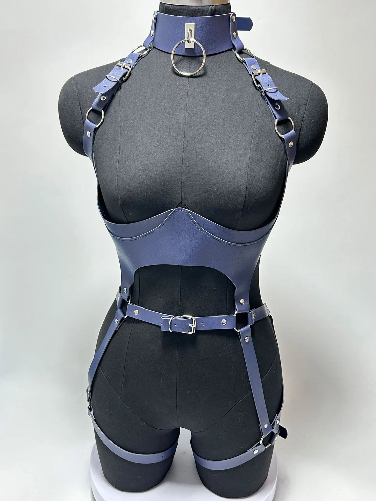 Women Fashion Punk Style Faux Leather Full Body Harness Belt, Garter Belt Set,Gothic Collocation Costume Accessories