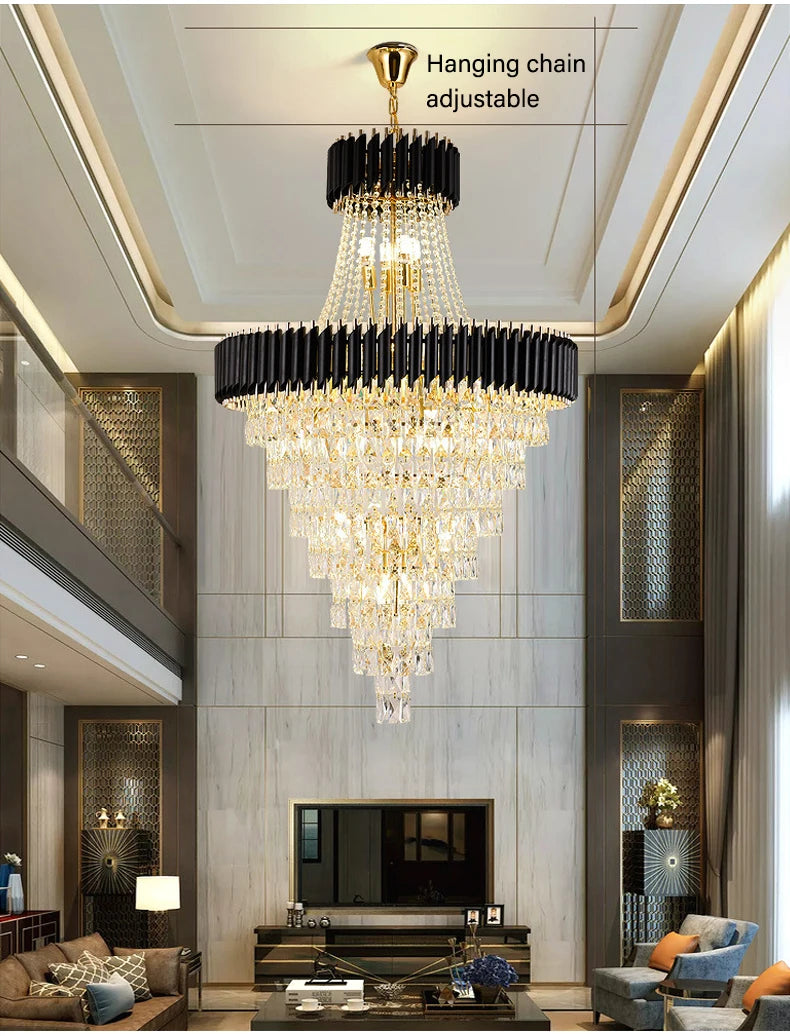 Luxury Crystal Chandeliers Home Villa Duplex  Attic Living Room Lighting Loft Decoration Indoor Pendant Lights Fixtures