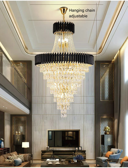 Luxury Crystal Chandeliers Home Villa Duplex  Attic Living Room Lighting Loft Decoration Indoor Pendant Lights Fixtures
