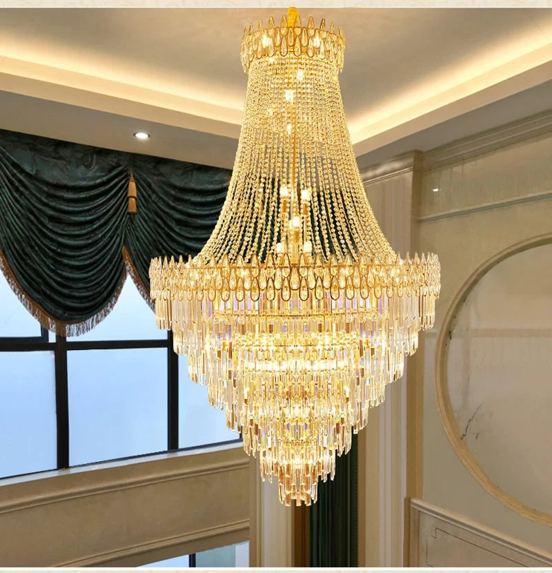 Nordic Modern Crystal Chandelier Wedding Hall Villa Hotel Hall Living Room Home Decoration Ceiling Light Luxurious Pendent Lamp