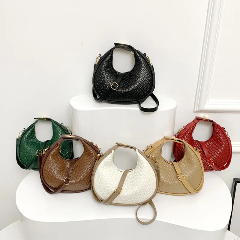 Fashion Black Half Moon Bag Luxury Pu Leather Ladies Purses and Handbags Crossbody Women Shoulder Bags