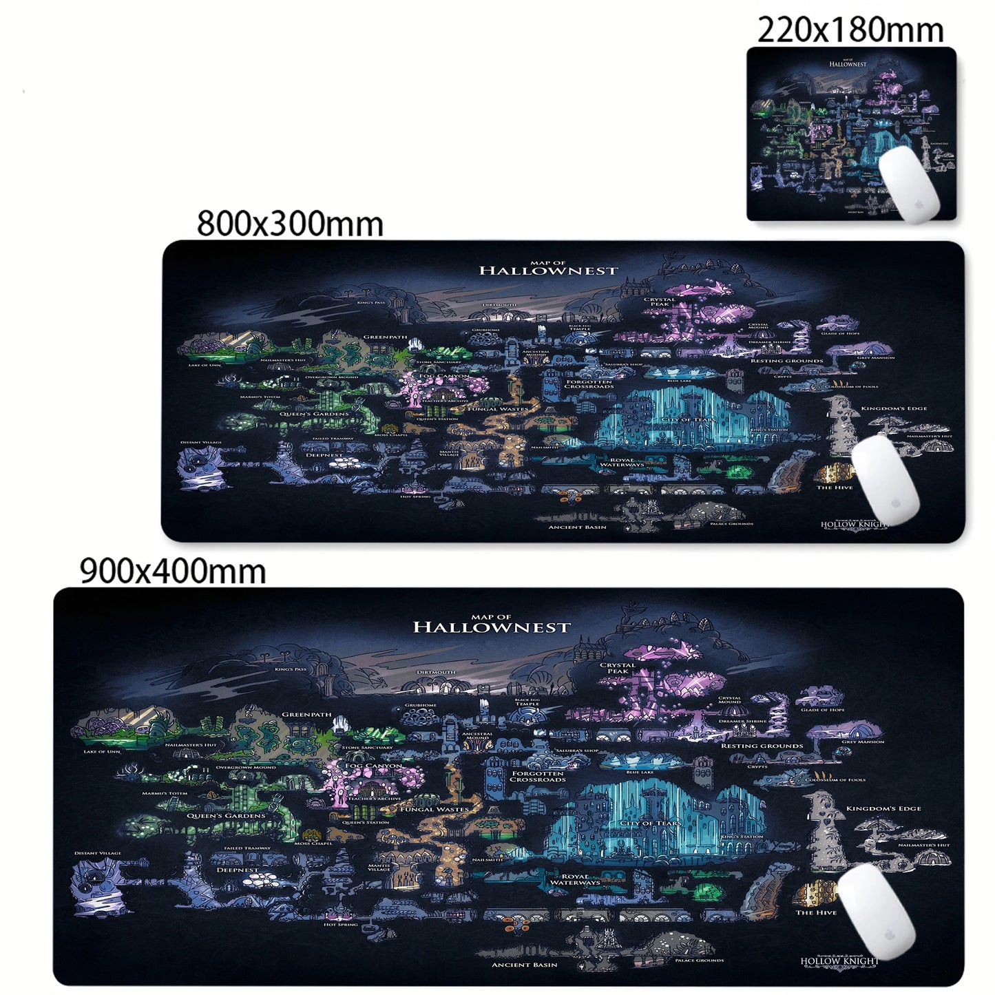 Gaming Mouse Pad Black And White Rubber Office Computer Mouse Mat Hollow Knight Anime Big Mousepad Gamers Desk Keyboard Mats