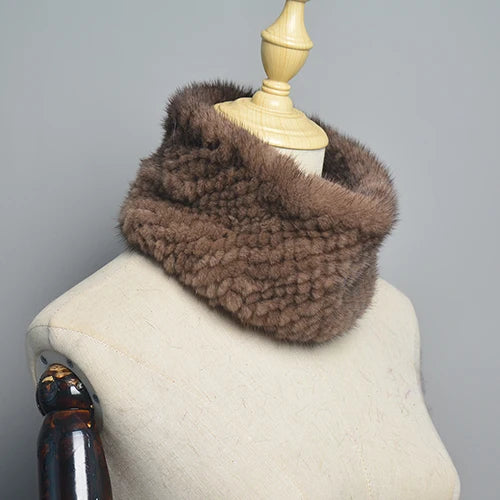 Winter Ring Scarf Women Real Fur Mink Warm Fashion Female Loop Mink Scarves 2026 For Women Knitted Ring Scarfs