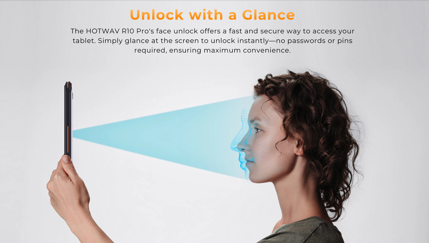 HOTWAV R10 Pro Rugged Tablet 10800mAh Massive Battery 10.1'' HD+ Display Octa-core Pad Android 14 8GB/16GB Expansion RAM 256GB ROM 13MP + 5MP Camera 4G Global Tablet PC