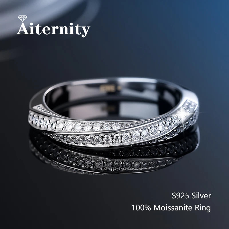 100% Pass Diamond Tester Pen Moissanite Ring Matching Wedding Diamond Band for Women 925 Sterling Silver Female Single Tail Ring