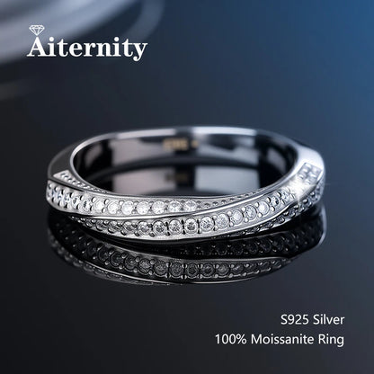 100% Pass Diamond Tester Pen Moissanite Ring Matching Wedding Diamond Band for Women 925 Sterling Silver Female Single Tail Ring