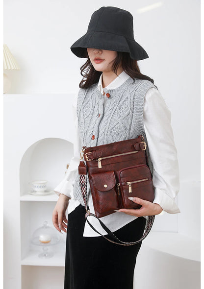 Designer Luxury Handbags 2025 New Vintage Soft Leather Tote Bags For Women Multi-pocket Shoulder Messenger Bags High quality Sac