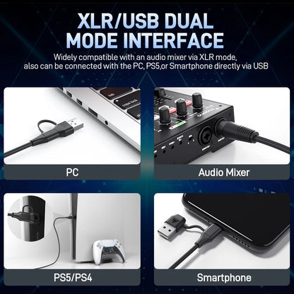 MAONO PD200X XLR/USB Dynamic Microphone for PC RGB Gaming Streaming Microphone with MAONO Link Software Mute Gain Knob Volume Control and Headphone Jack for Streaming Podcasting Recording Gaming Video