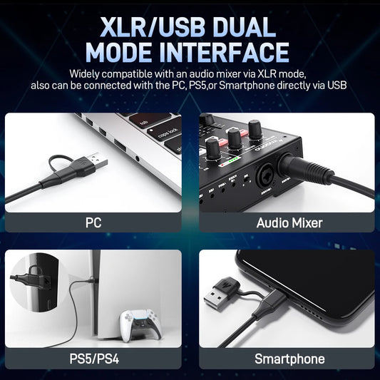 MAONO PD200X XLR/USB Dynamic Microphone for PC RGB Gaming Streaming Microphone with MAONO Link Software Mute Gain Knob Volume Control and Headphone Jack for Streaming Podcasting Recording Gaming Video