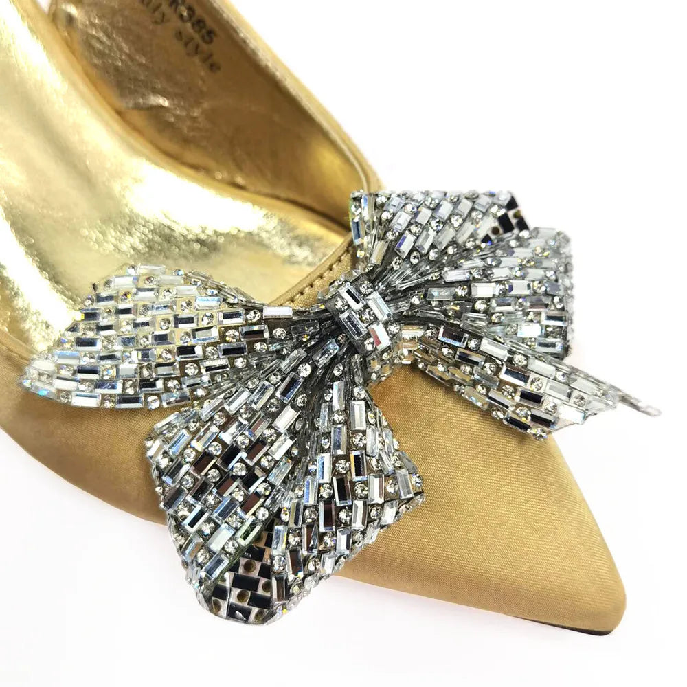 Excellent Italian Hollow Design Women Shoes Matching Bag in Silver Color Mature African Ladies Comfortable Sandals for Party