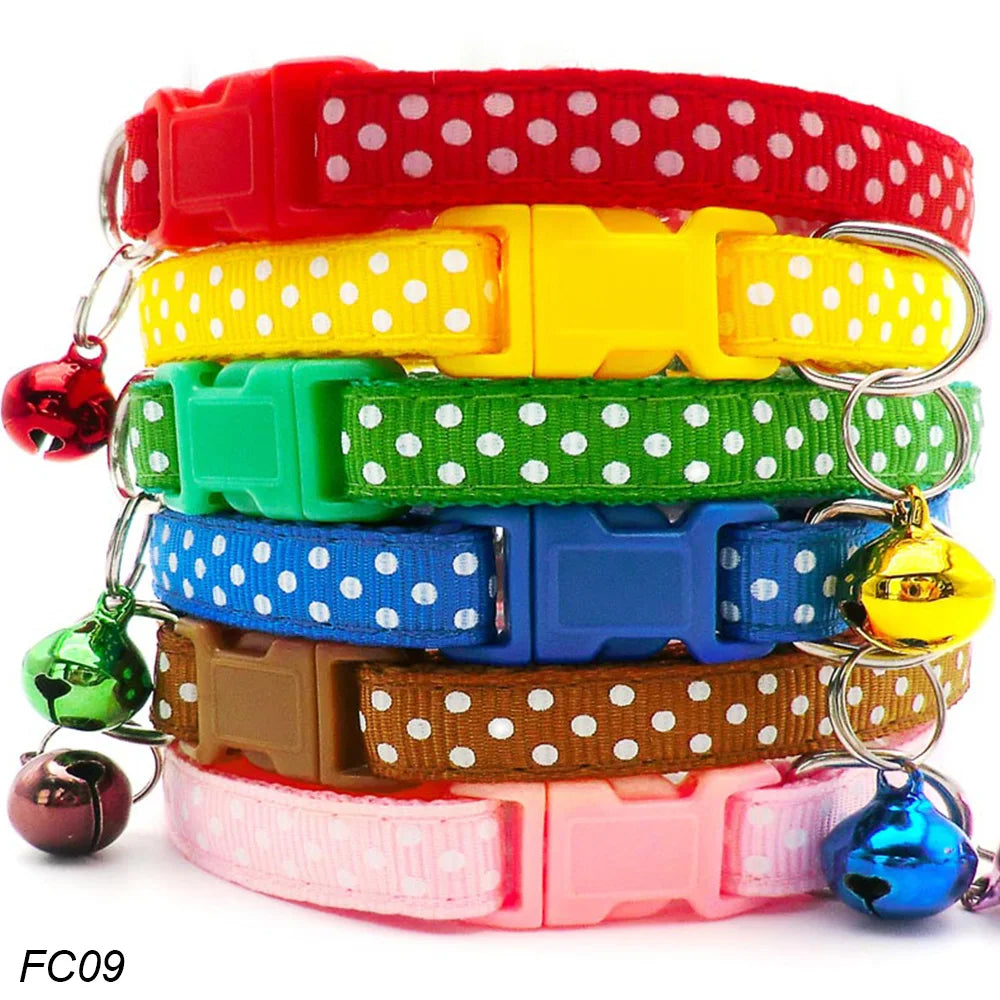 100Pcs Dog Collar With Bells Adjustable Customize Necklace Puppy Kitten Collar Accessories Pet Shop Products Rabbit Neck Strap