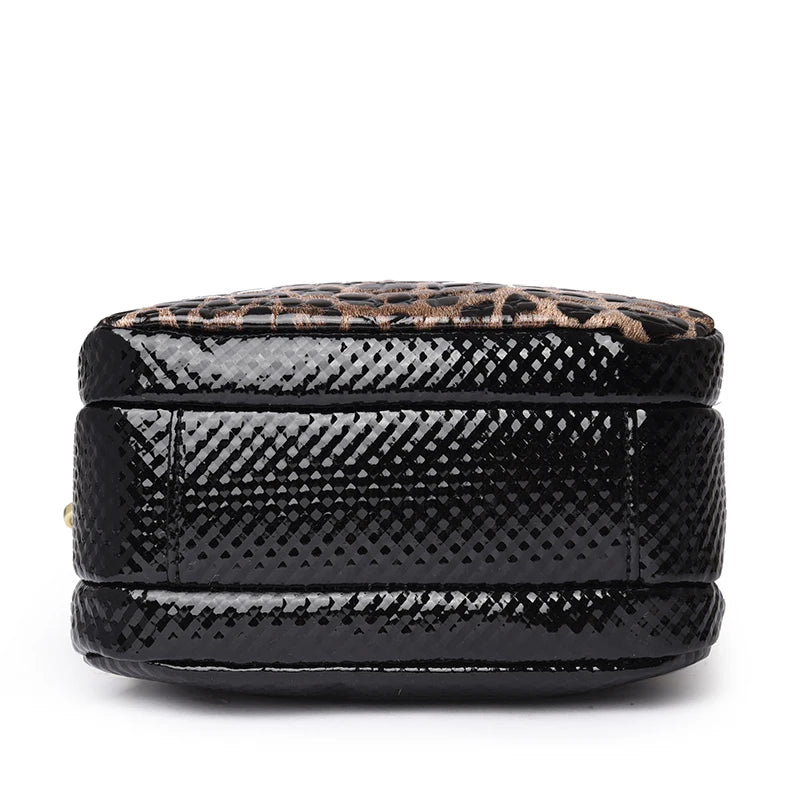 New 2025 Womens Small Messenger Bag PU Leather Shiny Shoulder Bag Fashion Saddle Bags Leopard Print Phone Purse Lipstick Storage